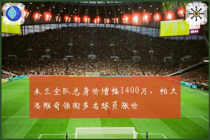 米兰全队总身价增幅1400万，帕夫洛维奇领衔多名球员涨价